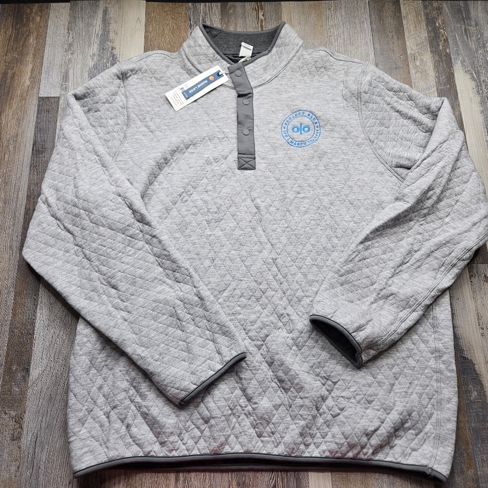 Marine Layer Reversible Corbet Pullover 2XL Charcoal & Heather Grey Quilted